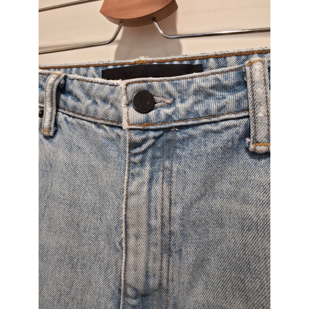 Denim x Alexander Wang TAME Distressed Raw Hem Light Blue Wide Leg Jeans 30x27 - Picture 3 of 7